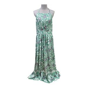 SHEIN Green, White and Gray Halter Maxi Dress with flowers size L